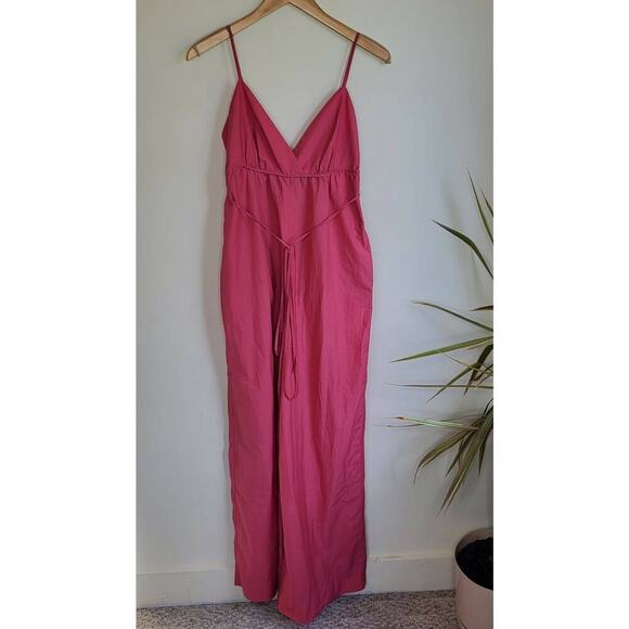 BCBG Maxazria Faux Wrap Wide Leg Jumpsuit - Pink - Picture 6 of 15